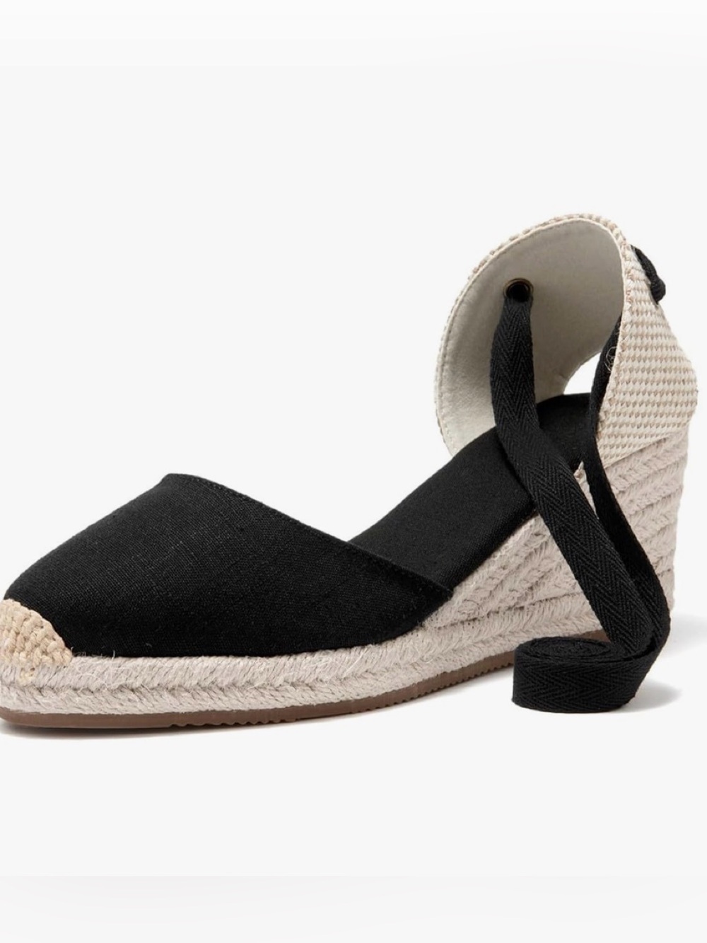 Black Espadrilles with Ankle Ties Size 38 Closed Toe Espadrilles  Black Sandalas